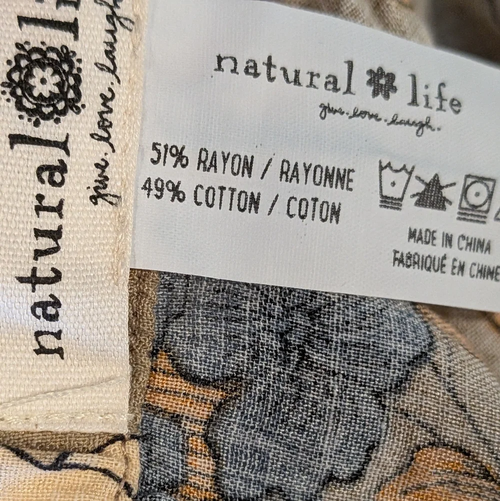 Natural Life Patti Palazzo Pants Wide Leg Floral Tiered Tan Size M Bohemian - Picture 14 of 14